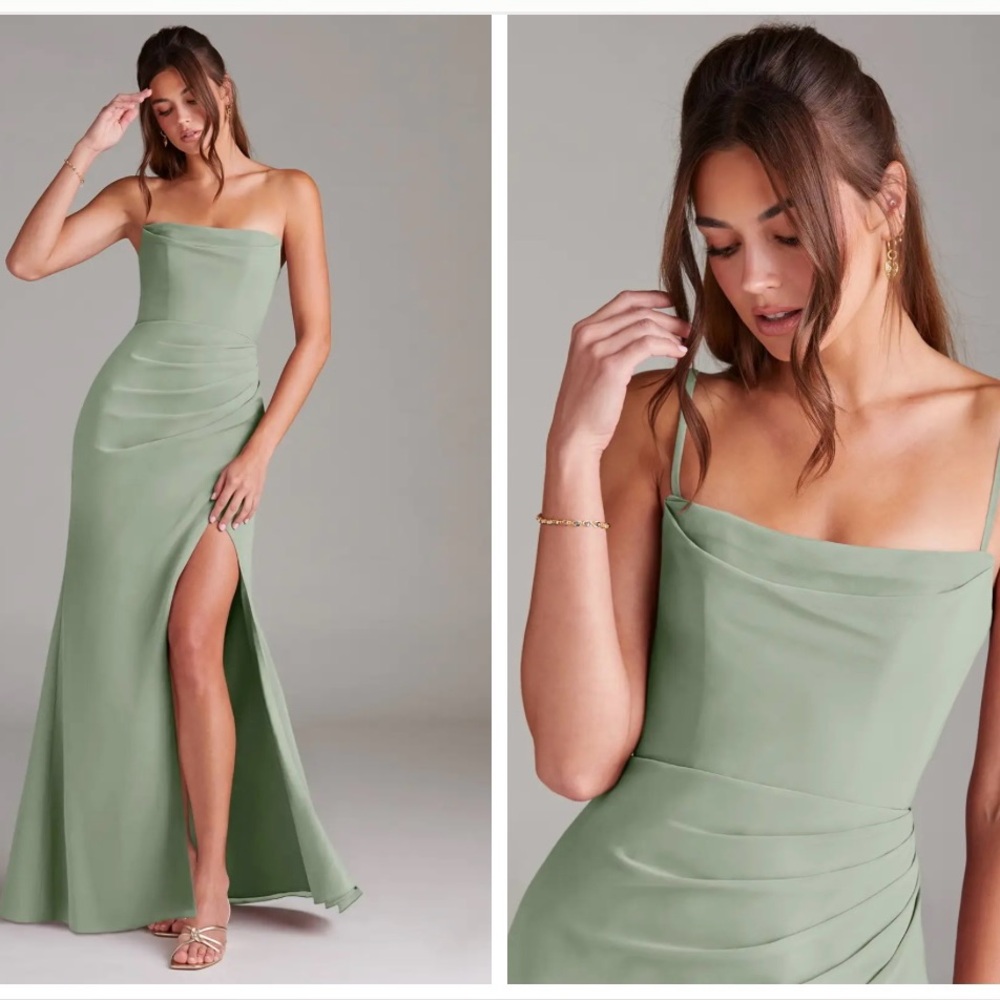Azazie Sage Green Evening Dress